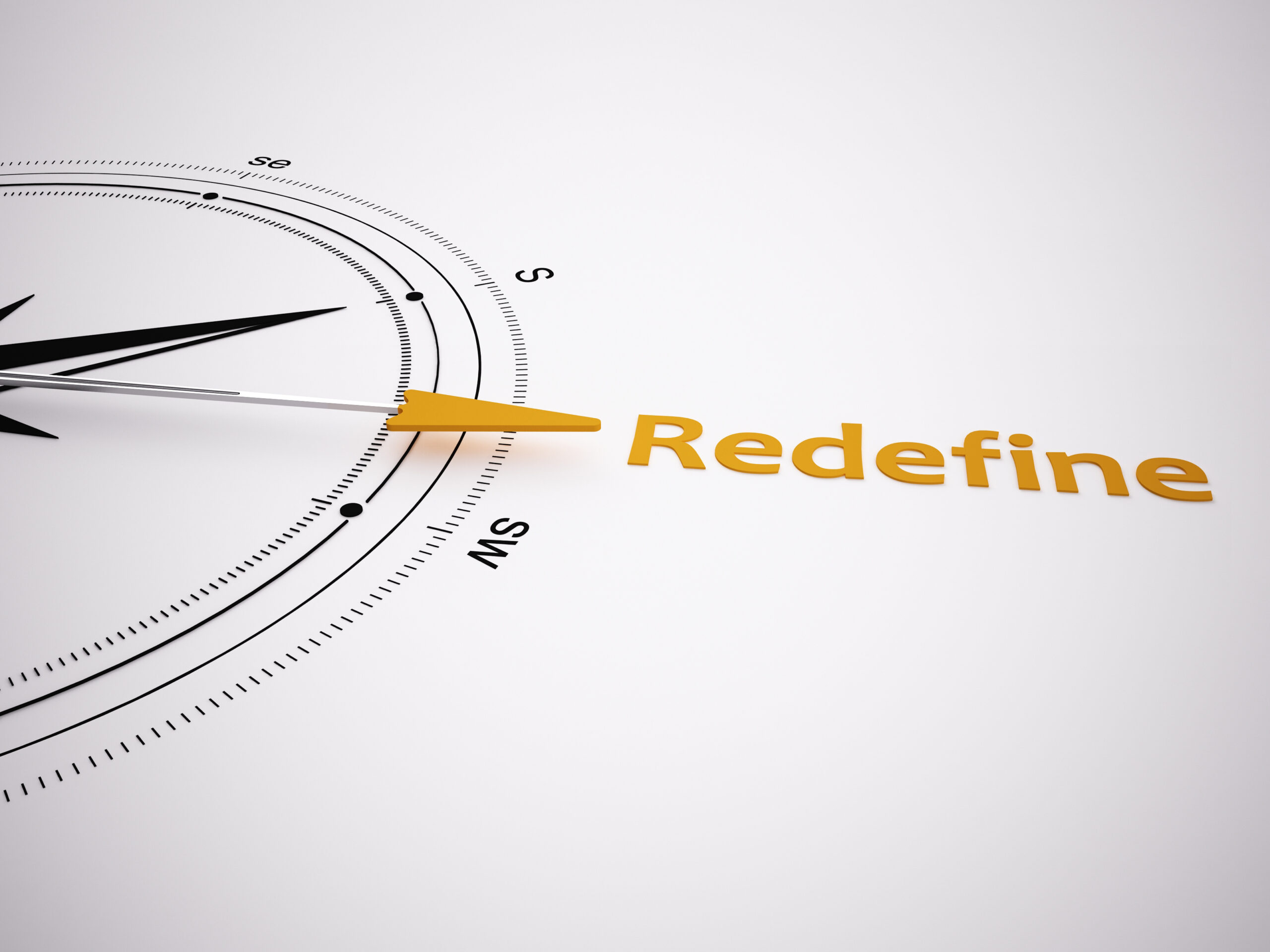 Compass needle pointing to redefine, symbolizing innovation in service parts management