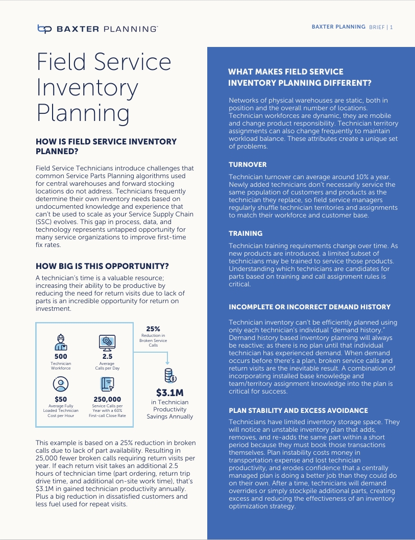 field service inventory planning