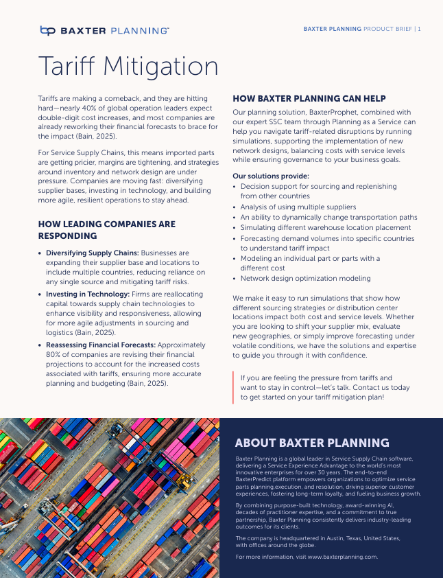 tariff mitigation one pager